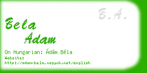 bela adam business card