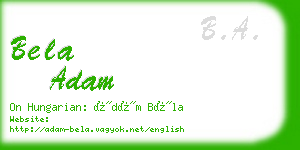 bela adam business card